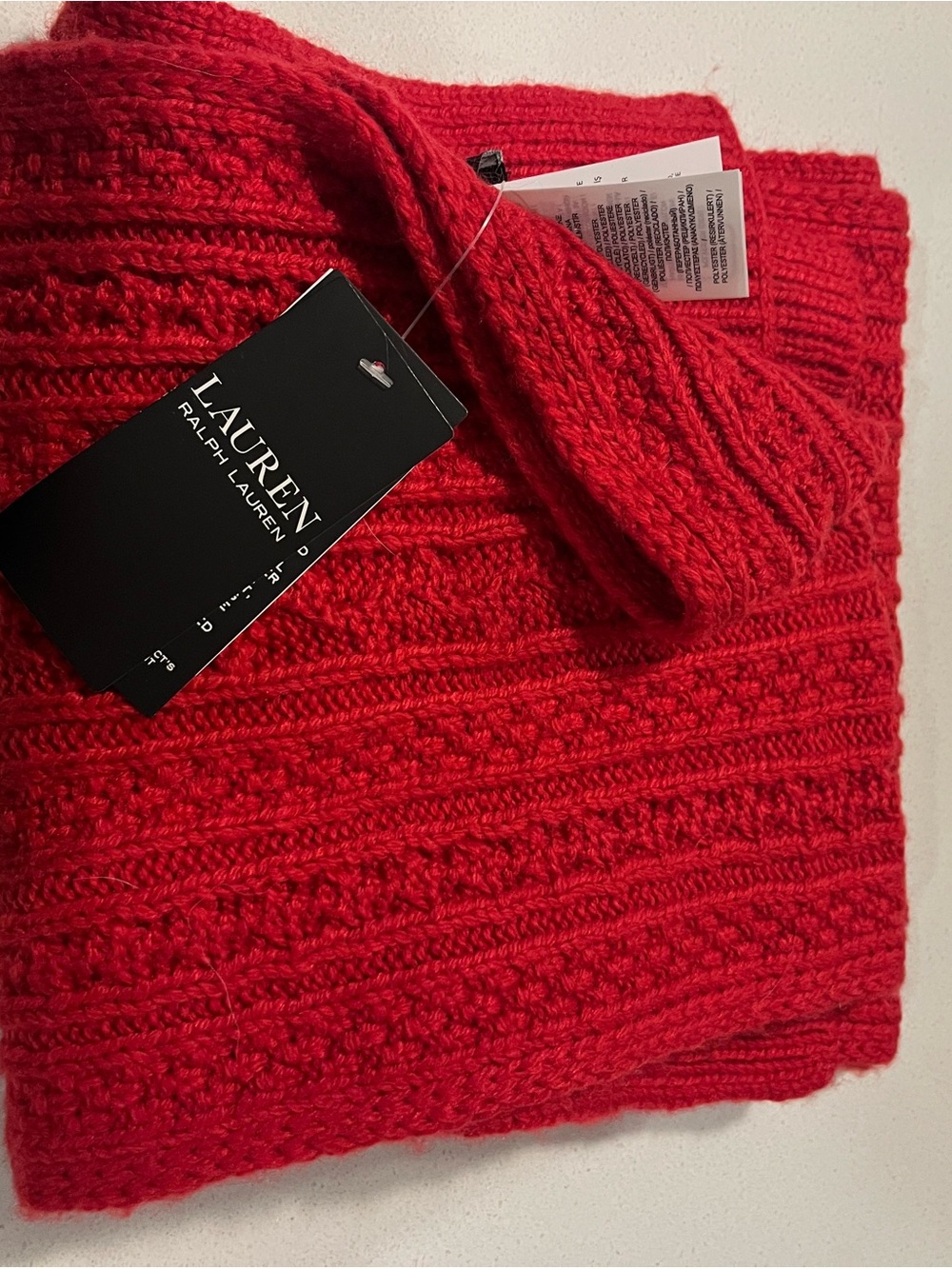 Lauren Ralph Lauren Red Cable Scarf